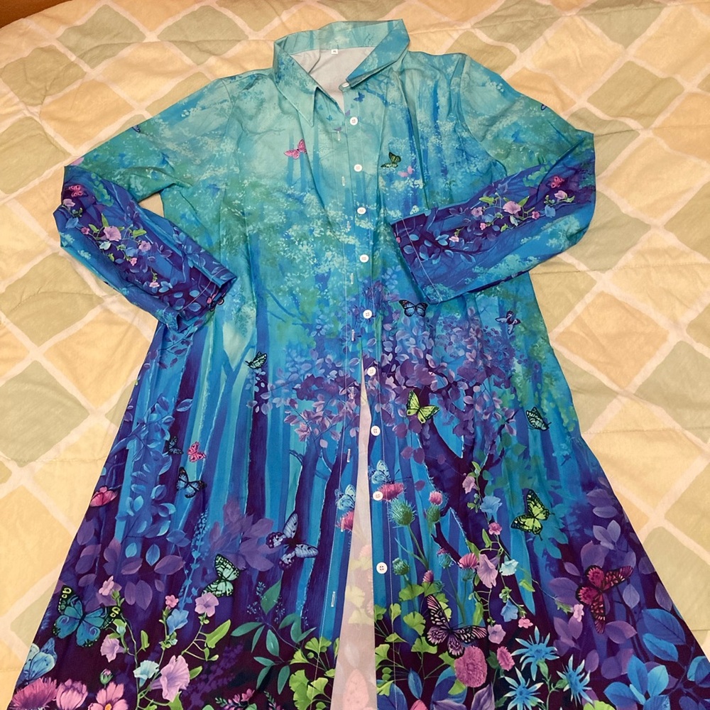 Plant prints Floral Open Front Longline Cardigan - Picture 6 of 8